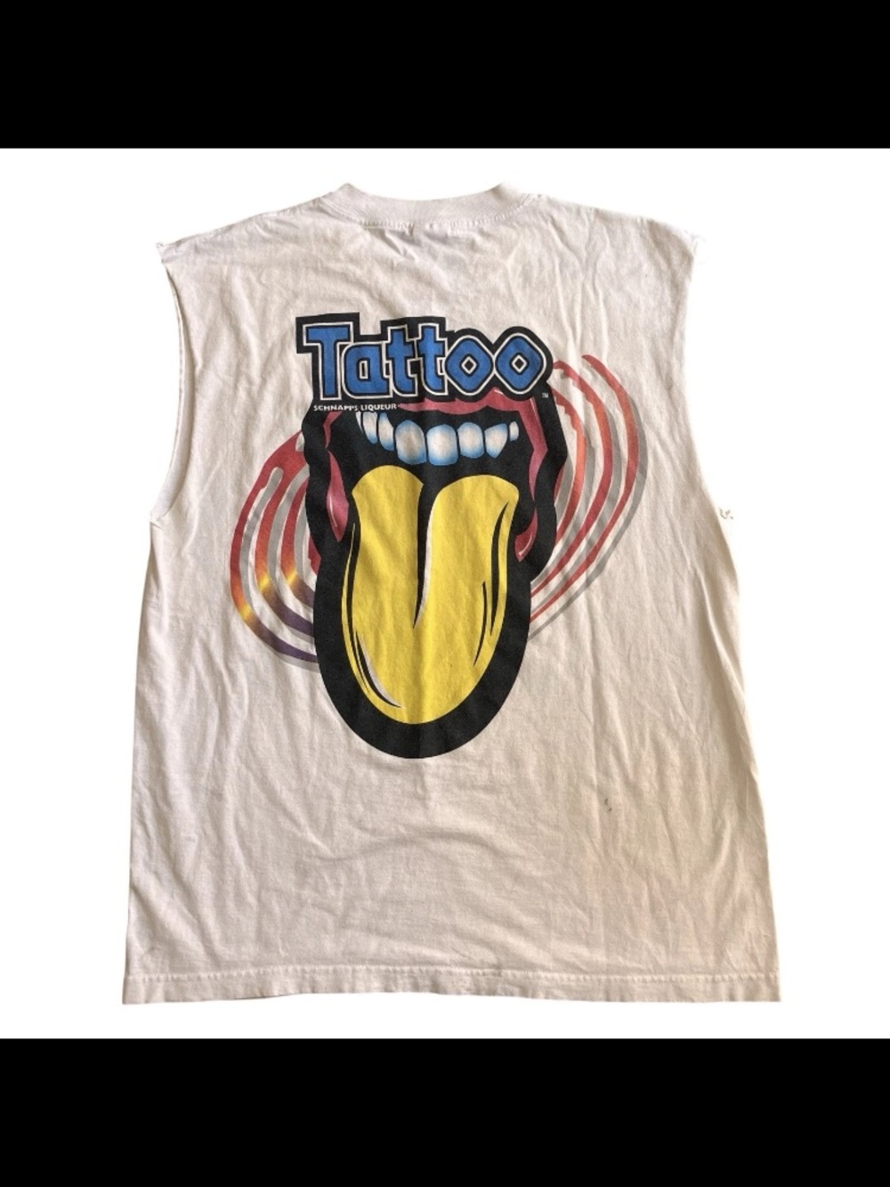 Vintage Tattoo Schnapps Liquor Graphic Cut Off Shirt Alstyle Activewear Beach